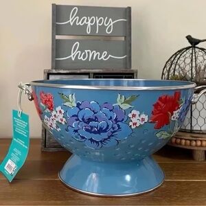 New Pioneer Woman Blue Metal Colander Classic Charm